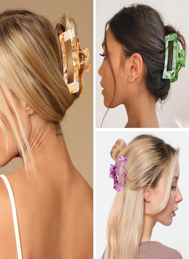 SHINLEA مجموعة مشابك شعر من شينليا مكونة من 3 قطع للنساء، مشبك مانع للانزلاق بطول 4.1 بوصة، تصميم مستوحى من الرسم بالحبر، مثالية لتصفيف الشعر في المنزل والحفلات والعمل، إكسسوارات شعر هدية للبنات (بني وأخضر وبنفسجي) - Image 5